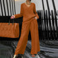 ✨ NEW! Women's V-Neck Lounge Set with Wide-Leg Pants