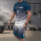 🏖️Summer Cool Deal: ONLY 💲15.99!!😎Men's Gradient Color T-Shirt & Shorts Set