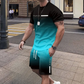 🏖️Summer Cool Deal: ONLY 💲15.99!!😎Men's Gradient Color T-Shirt & Shorts Set