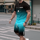 🏖️Summer Cool Deal: ONLY 💲15.99!!😎Men's Gradient Color T-Shirt & Shorts Set