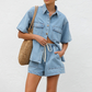 ✨ Denim Shirt & Shorts Set - Casual Comfort! ✨