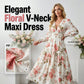 🌹 Vintage Rose Print V-Neck Maxi Dress - Romantic Elegance, Goddess Vibe! 🌹