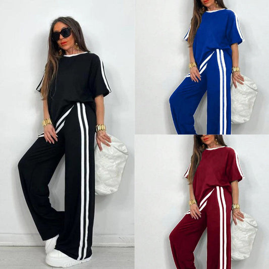 ✨ 50% OFF! Women's Striped Top & Wide-Leg Pants Set - Casual Chic Essential! ✨