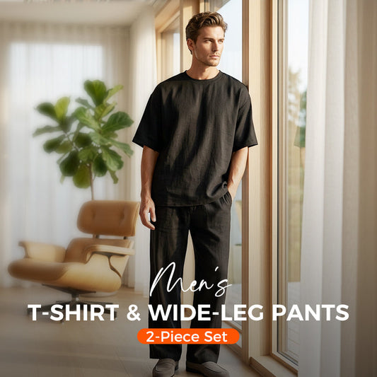 📢📢39% OFF !! ⏰Men's T-Shirt & Wide-Leg Pants 2-Piece Set