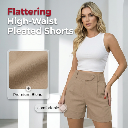 Women's High-Waist Pleated Shorts - Elegant, Comfy & Versatile