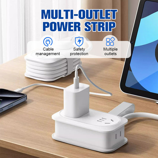 Travel Power Strip, ORICO 4 Outlets 2 USB Ports (1 USB C) with 4FT Wrapped Short Extension Cord Small Power Strip