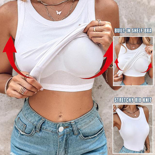 💖Last Day Special Price 💲33!!💖Ribbed Stretchy Tank Top with Shelf Bra