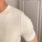Men's Crew Neck Knit Short Sleeve Sweaters with Twist Pattern
