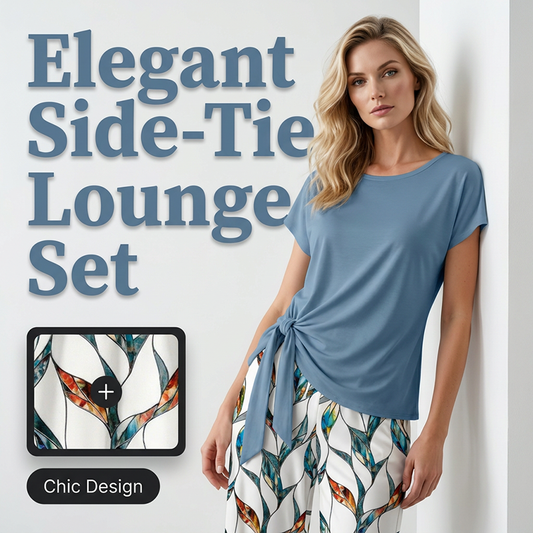Women's Side-Tie Top & Patterned Pants Set