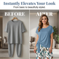 Women's Side-Tie Top & Patterned Pants Set
