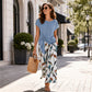 Women's Side-Tie Top & Patterned Pants Set