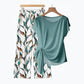 Women's Side-Tie Top & Patterned Pants Set