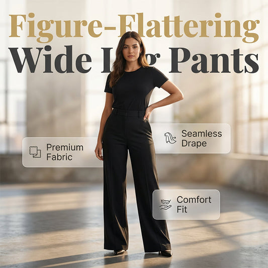 👖 50% OFF Women's High-Waist Wide-Leg Pants | Flowy Slimming Casual Trousers
