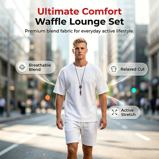 Men's Waffle Knit T-Shirt & Shorts Set