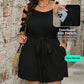 ☀️ Women’s Casual Cold-Shoulder Romper with Tie-Waist – Summer Ready & Effortless