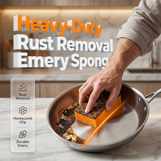 💪 Tough Grime & Rust Removal Kitchen Sponge – Dual-Action Emery Cleaning Pad