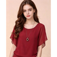 👚✨ Women's Premium Blend Fitted Blouse – Elegant Batwing Sleeve Banded Hem Tunic Top