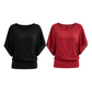 👚✨ Women's Premium Blend Fitted Blouse – Elegant Batwing Sleeve Banded Hem Tunic Top