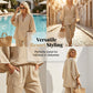 ☀️👗 Women's Summer Slouchy Loose Fit Pants Set – Batwing Sleeve Top & V-Neck Two-Piece Outfit