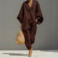 ☀️👗 Women's Summer Slouchy Loose Fit Pants Set – Batwing Sleeve Top & V-Neck Two-Piece Outfit