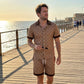 ☀️👕 Men's Printed 2-Piece Summer Set – Slim Fit Casual Top & Shorts Outfit