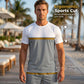 🏖️👕 Men's Summer Color-Block Sportswear Set – Breathable Athletic T-Shirt & Drawstring Shorts 2-Piece Outfit