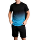 🌴👕 Men's Gradient Print Shirt and Shorts Set – Breathable Casual Summer 2-Piece Outfit