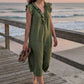 👗✨ Women's Casual Sleeveless V-Neck Ruffle Dress – Flowy Summer Maxi Dress with Pockets