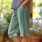 Women's Casual Solid Color Pocket Capri Pants