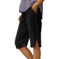 Women's Casual Solid Color Pocket Capri Pants