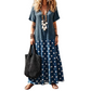 Women's Boho V-Neck Mixed Print Maxi Dress