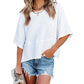 Women's Flare Sleeve Loose Fit T-Shirt – Solid Color Patchwork Casual Top for Women