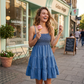 Women's Sleeveless Knee-Length Denim Dress