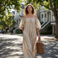 Women's Off-Shoulder Maxi Dress Lantern Sleeve Dress