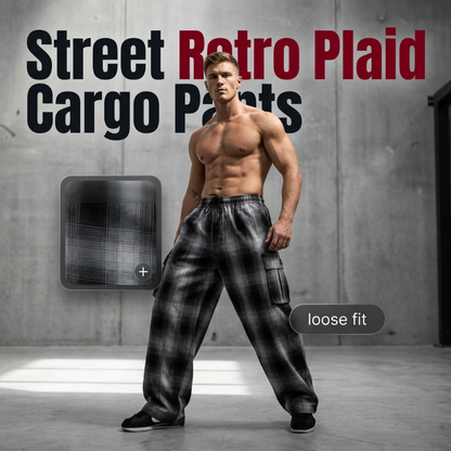 Men's Retro Plaid Loose Fit Cargo Pants