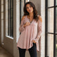 Women's Lace Cold Shoulder Top with Zipper