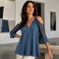 Women's Lace Cold Shoulder Top with Zipper
