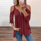 Women's Lace Cold Shoulder Top with Zipper
