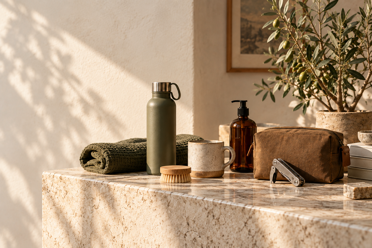 Curated everyday essentials in a warm editorial setting